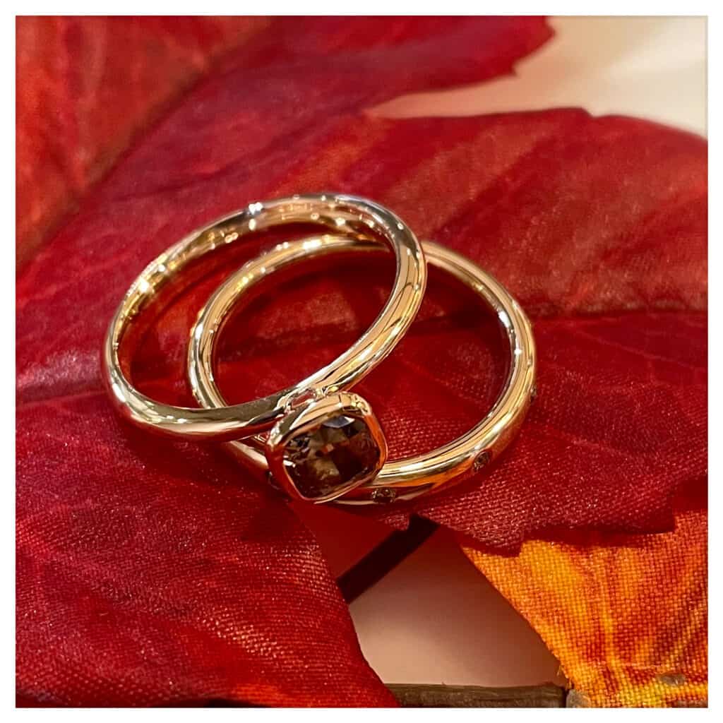 Roodgouden ringen met bruine diamant